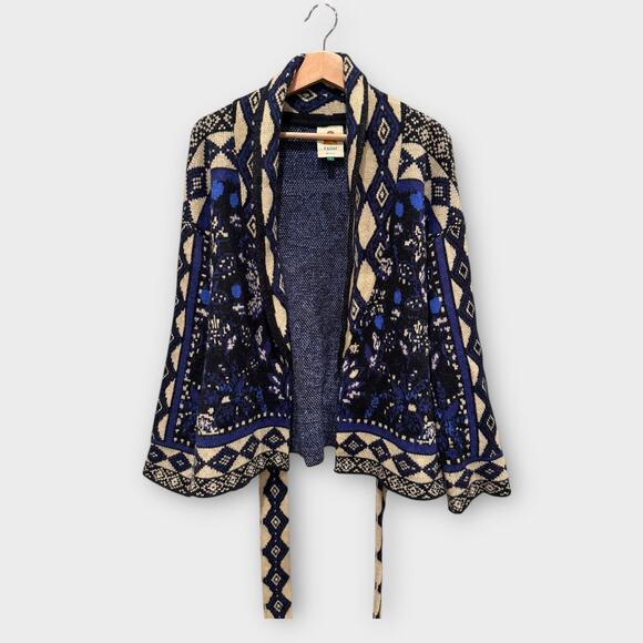 FARM RIO Macaw Forest Tie-belt Beaded Cardigan Size Small - Picture 10 of 16